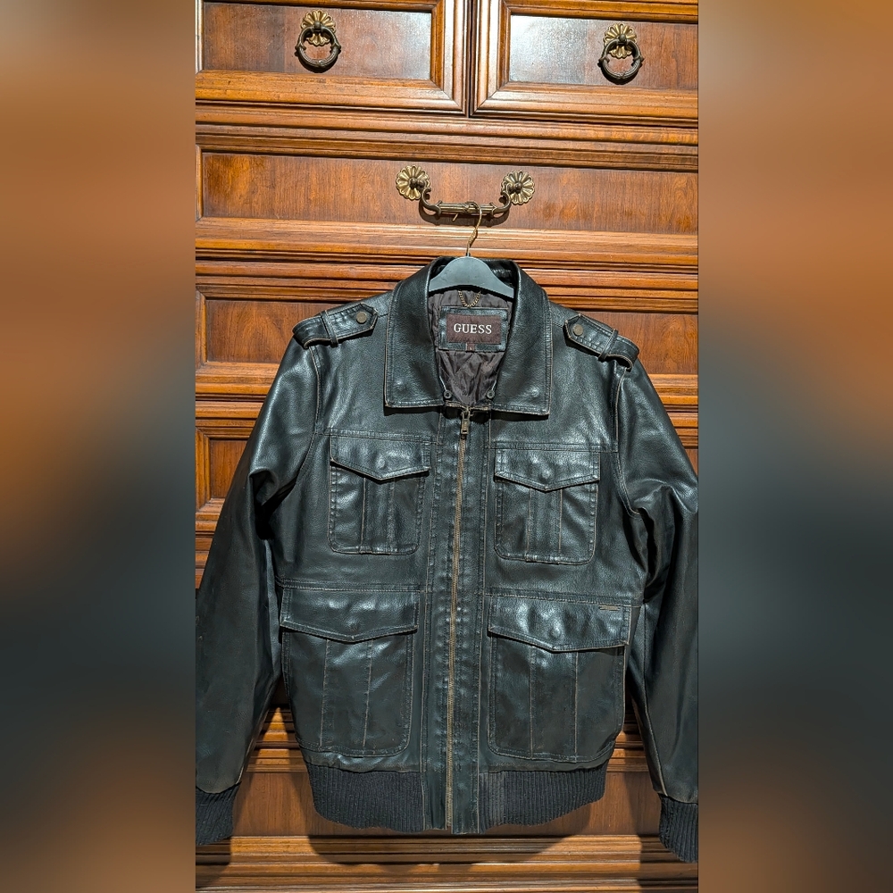 GUESS Men's Black Military Field Jacket